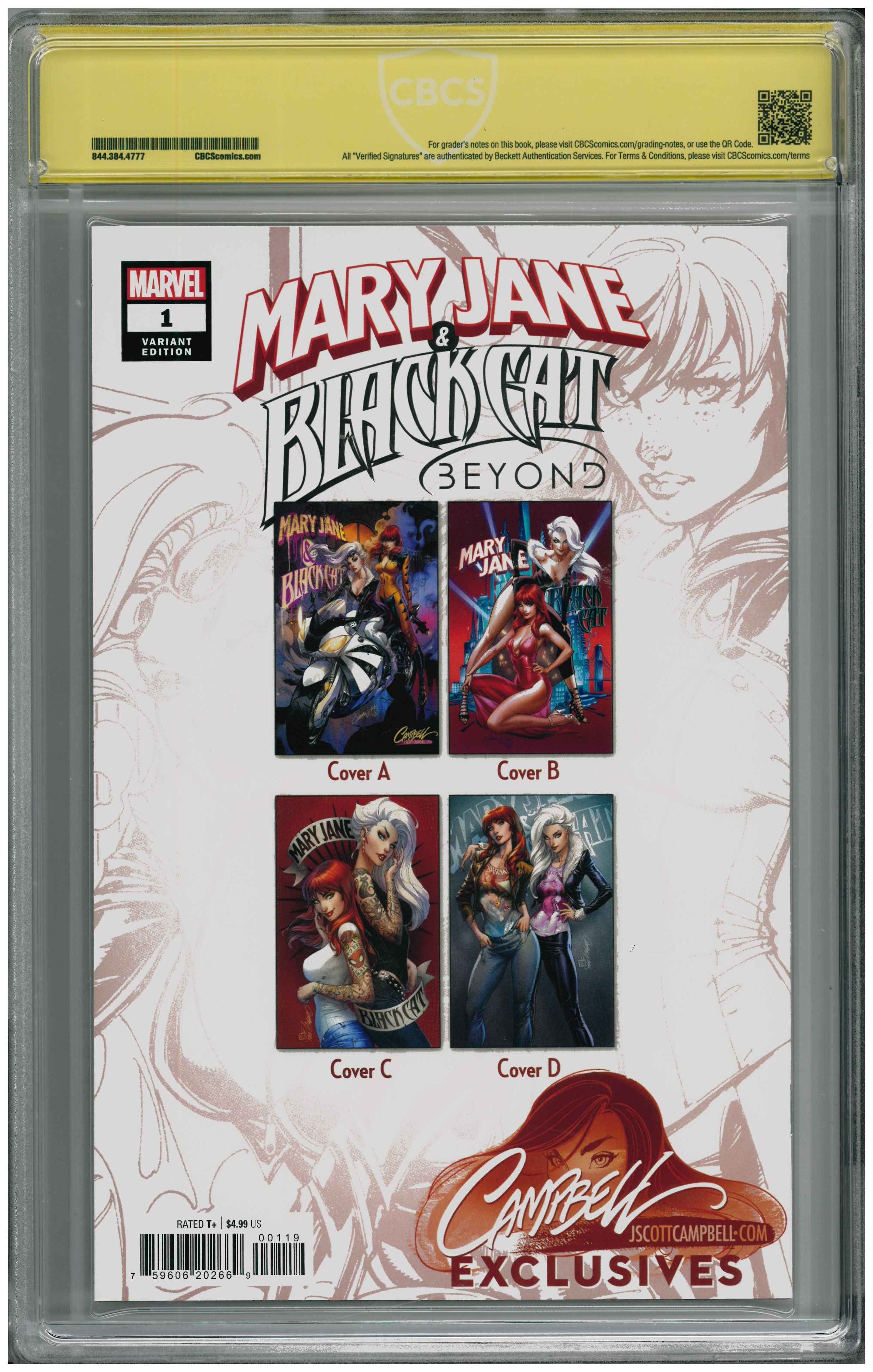 Mary Jane & Black Cat: Beyond #1| Unterschrieben von J. Scott Campbell Rückseite