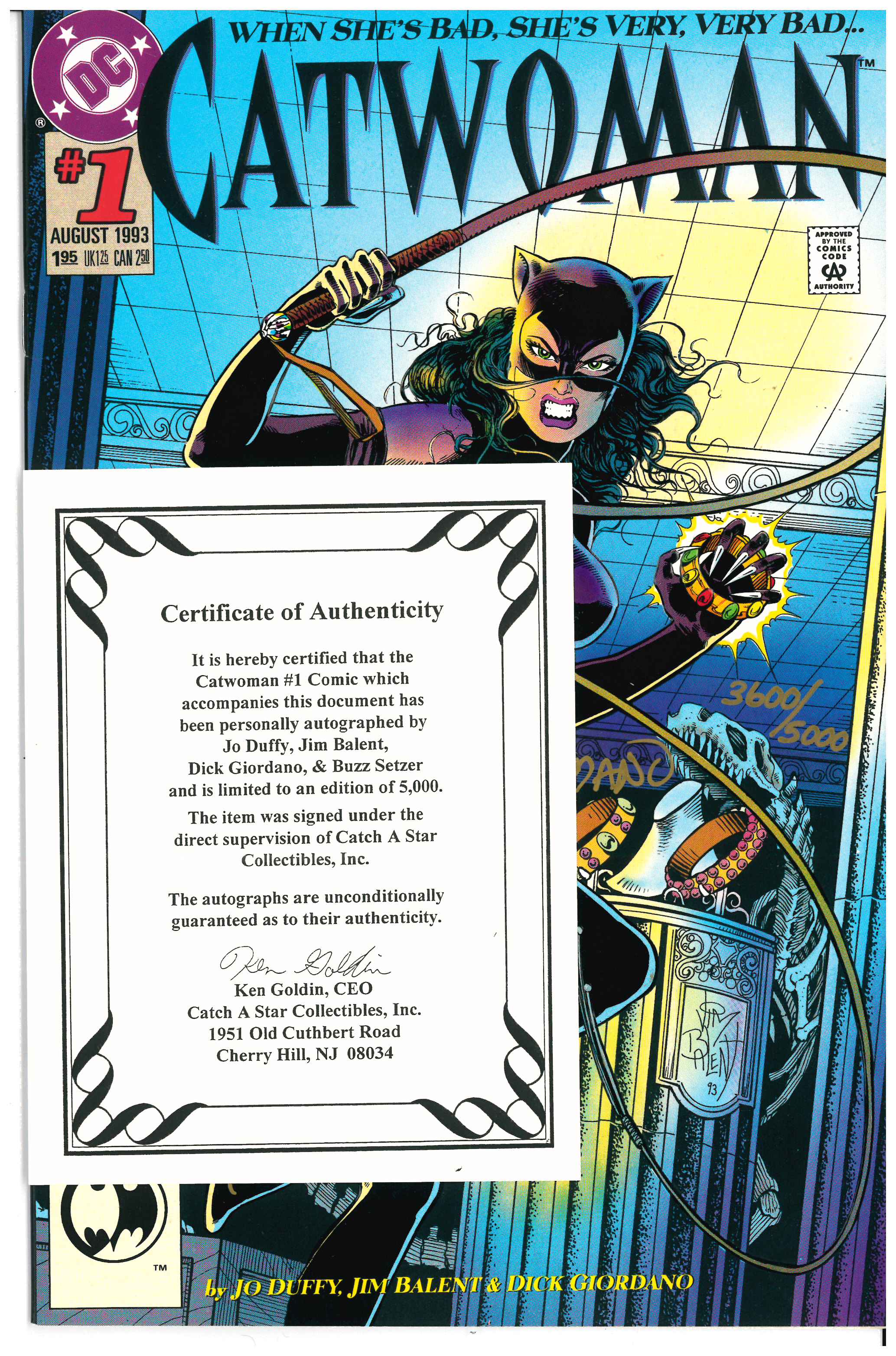 Catwoman #1 | Unterschrieben von Duffy, Balent, Giordano & Setzer COA