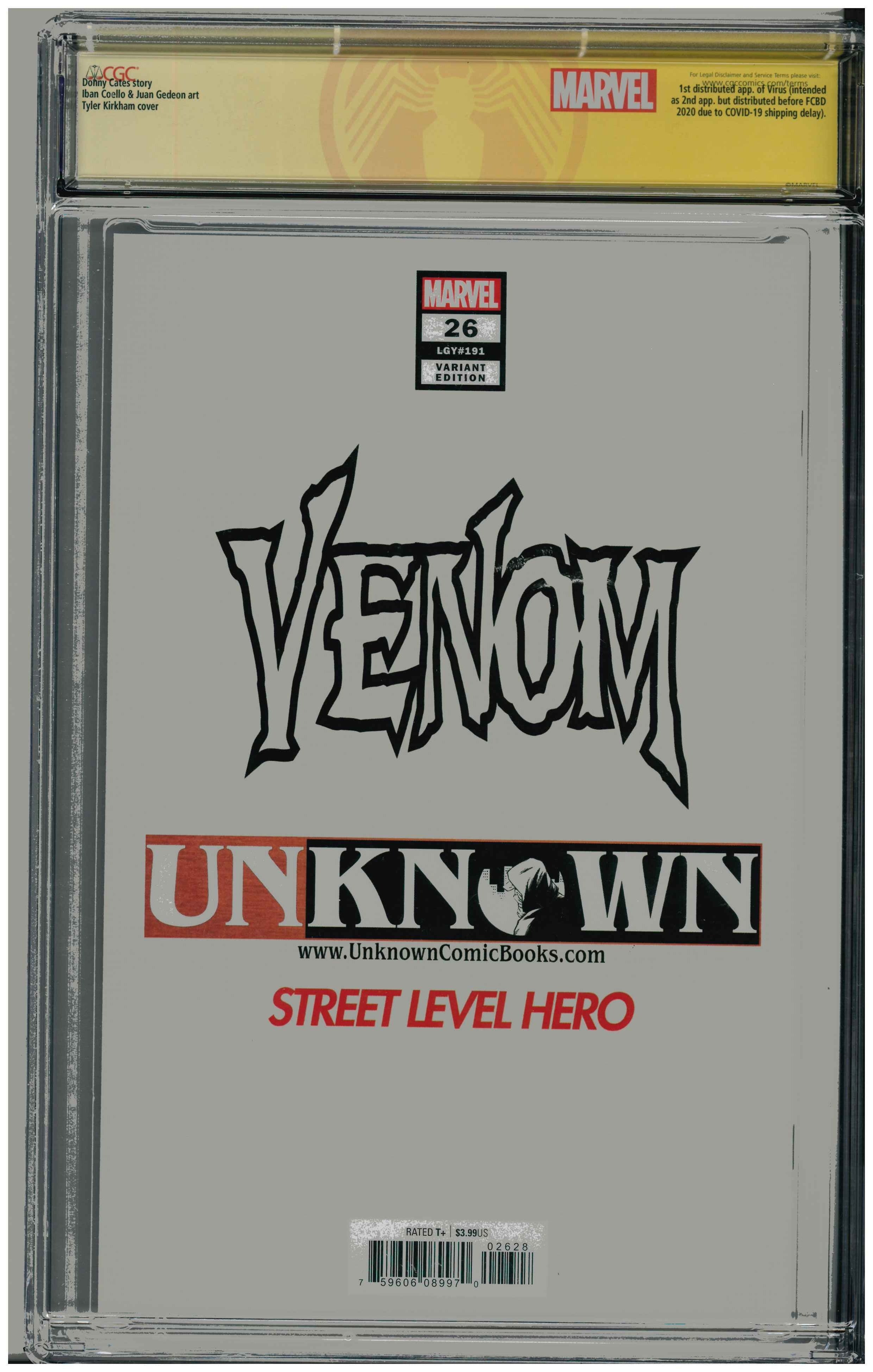 Venom #26 | Unterschrieben von Tyler Kirkham, Donny Cates & Ryan Stegman Rückseite