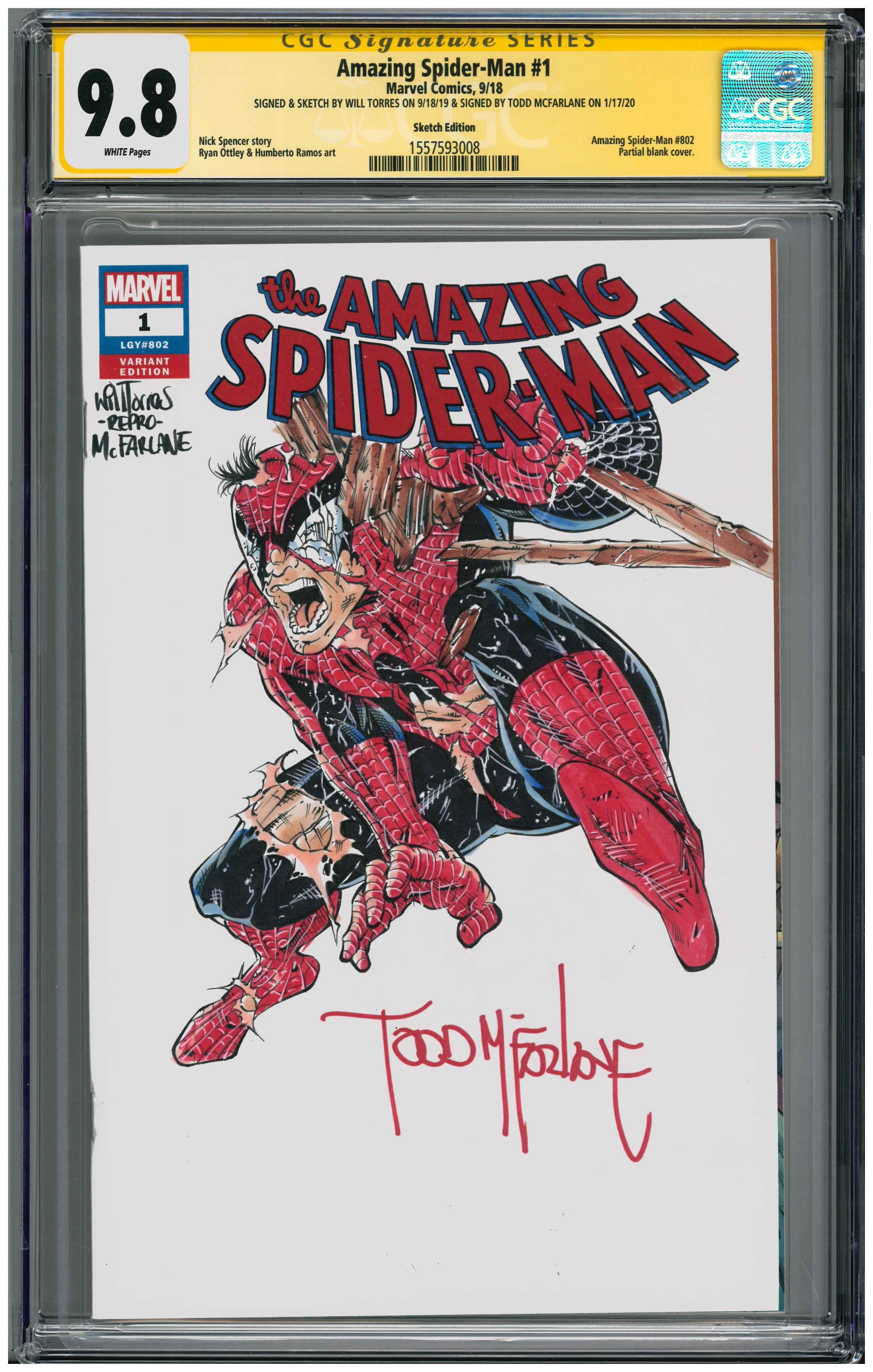 Amazing Spider-Man #1 | Unterschrieben von Todd McFarlane & Unterschrieben und Sketched von Will Torres