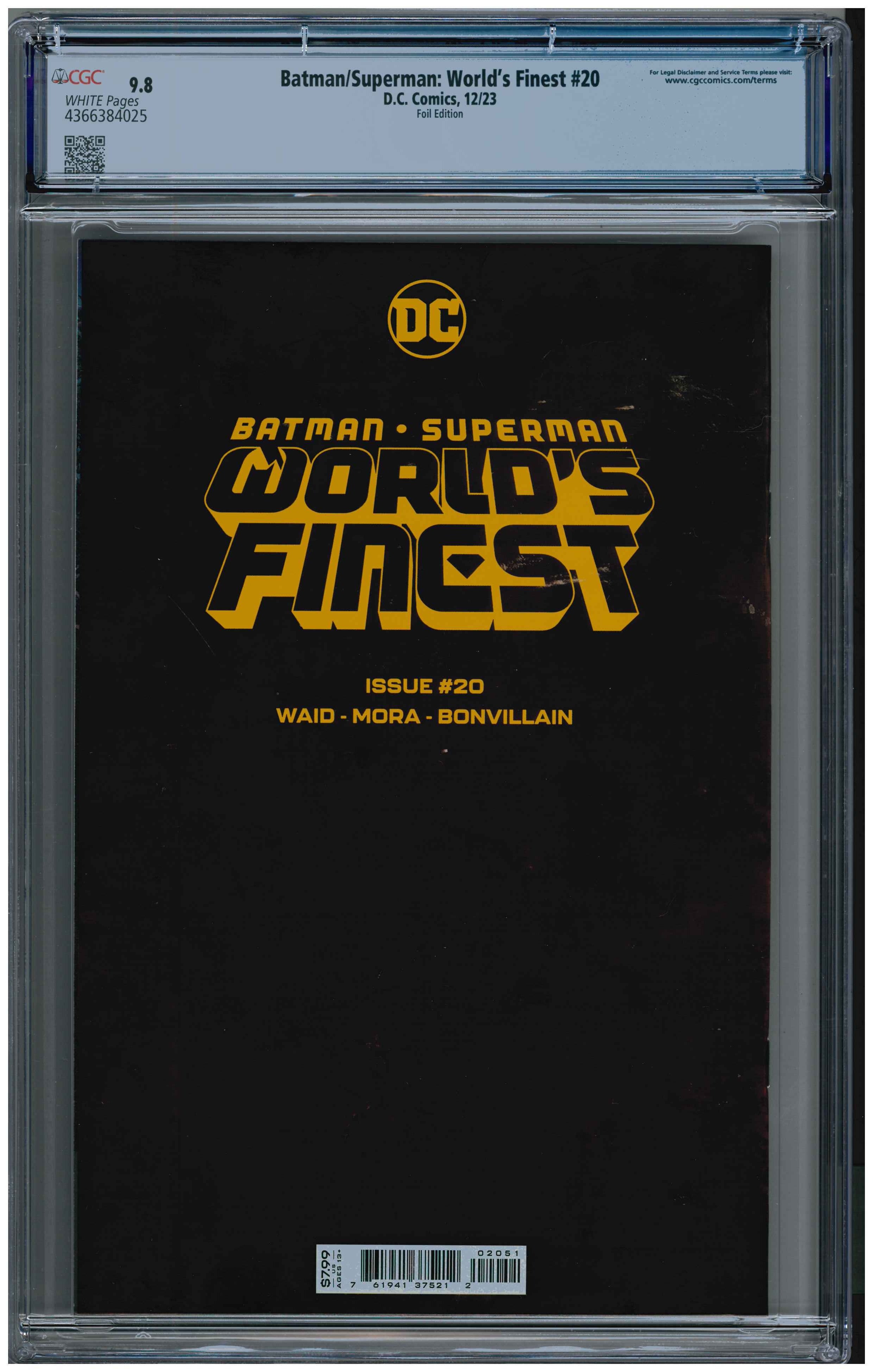 Batman/Superman: World's Finest #20 Rückseite