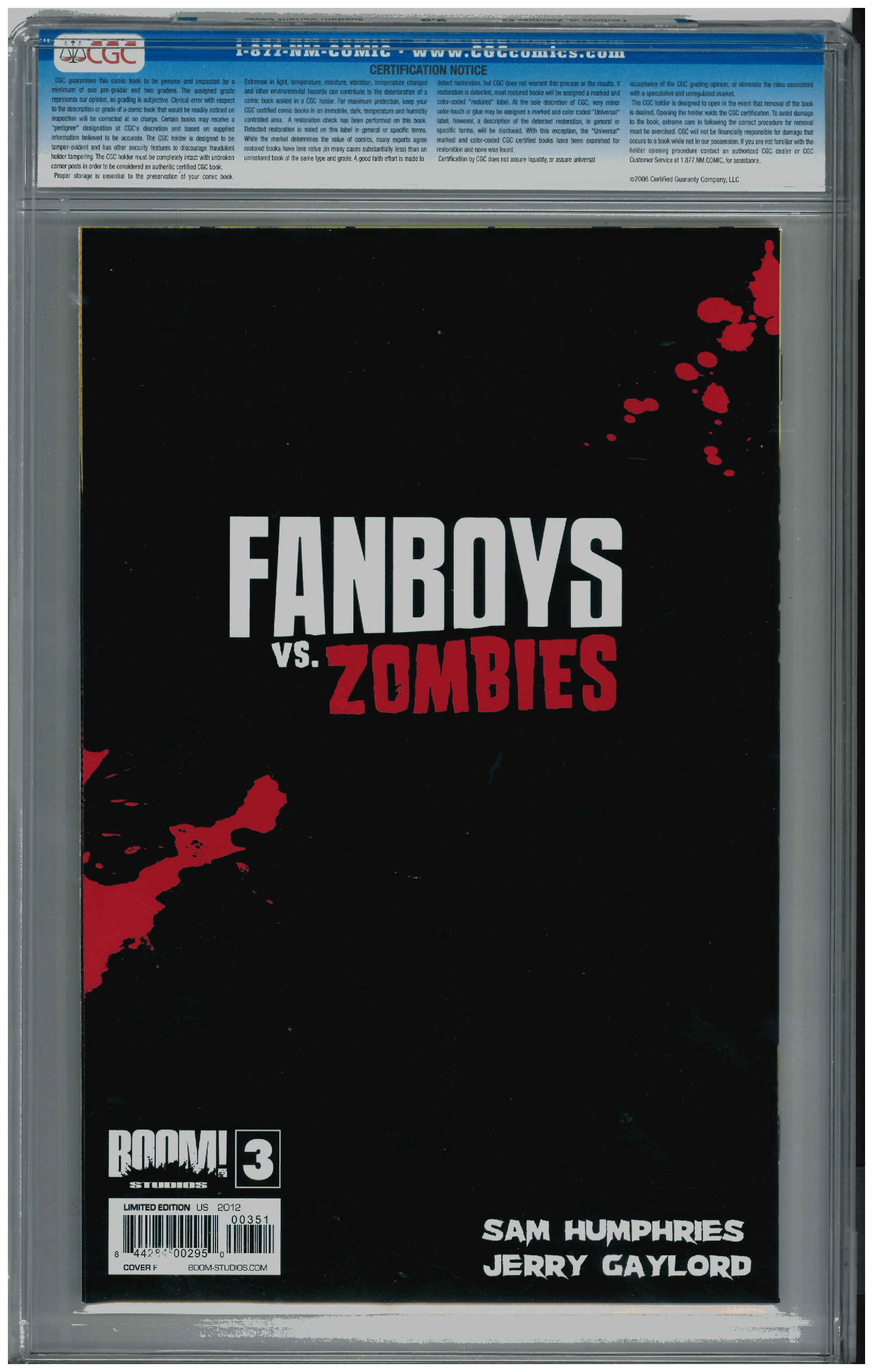 Fanboys vs. Zombies #3 backside