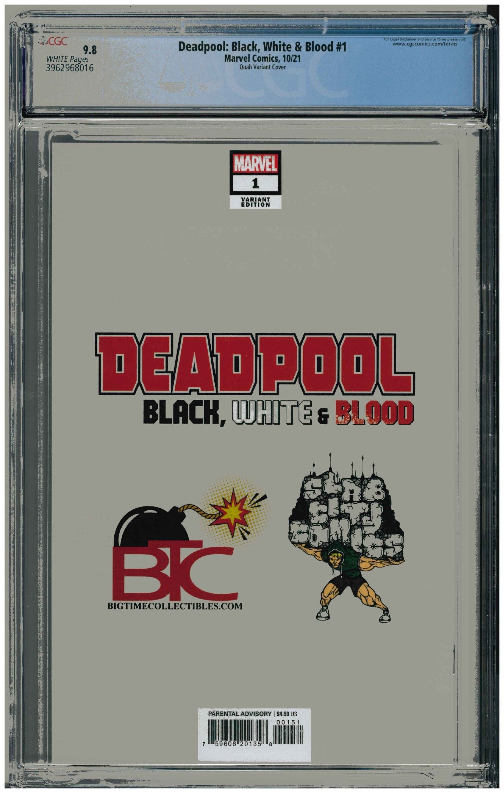 Deadpool: Black, White & Blood #1 backside