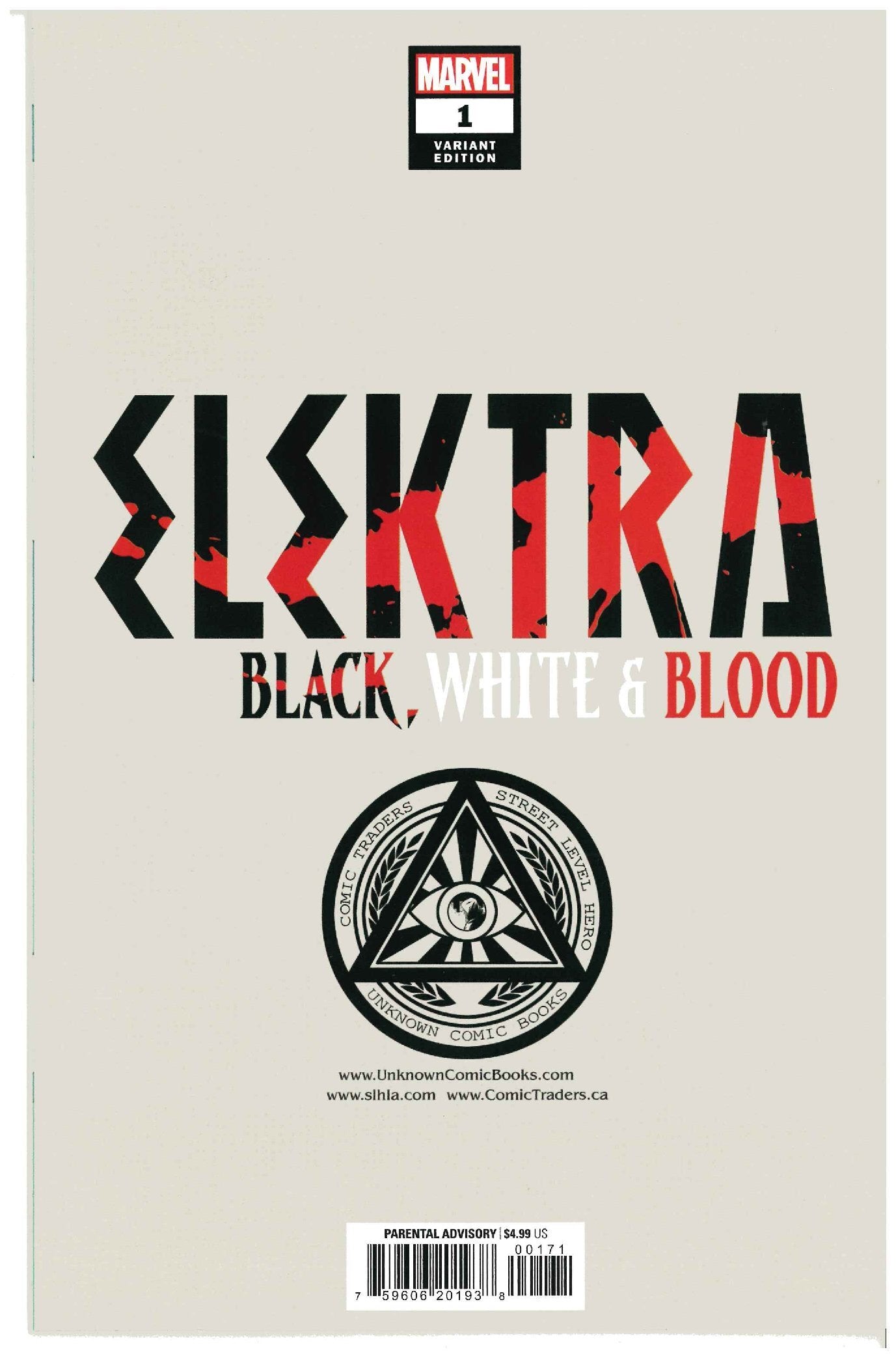 Elektra: Black, White & Blood #1 backside