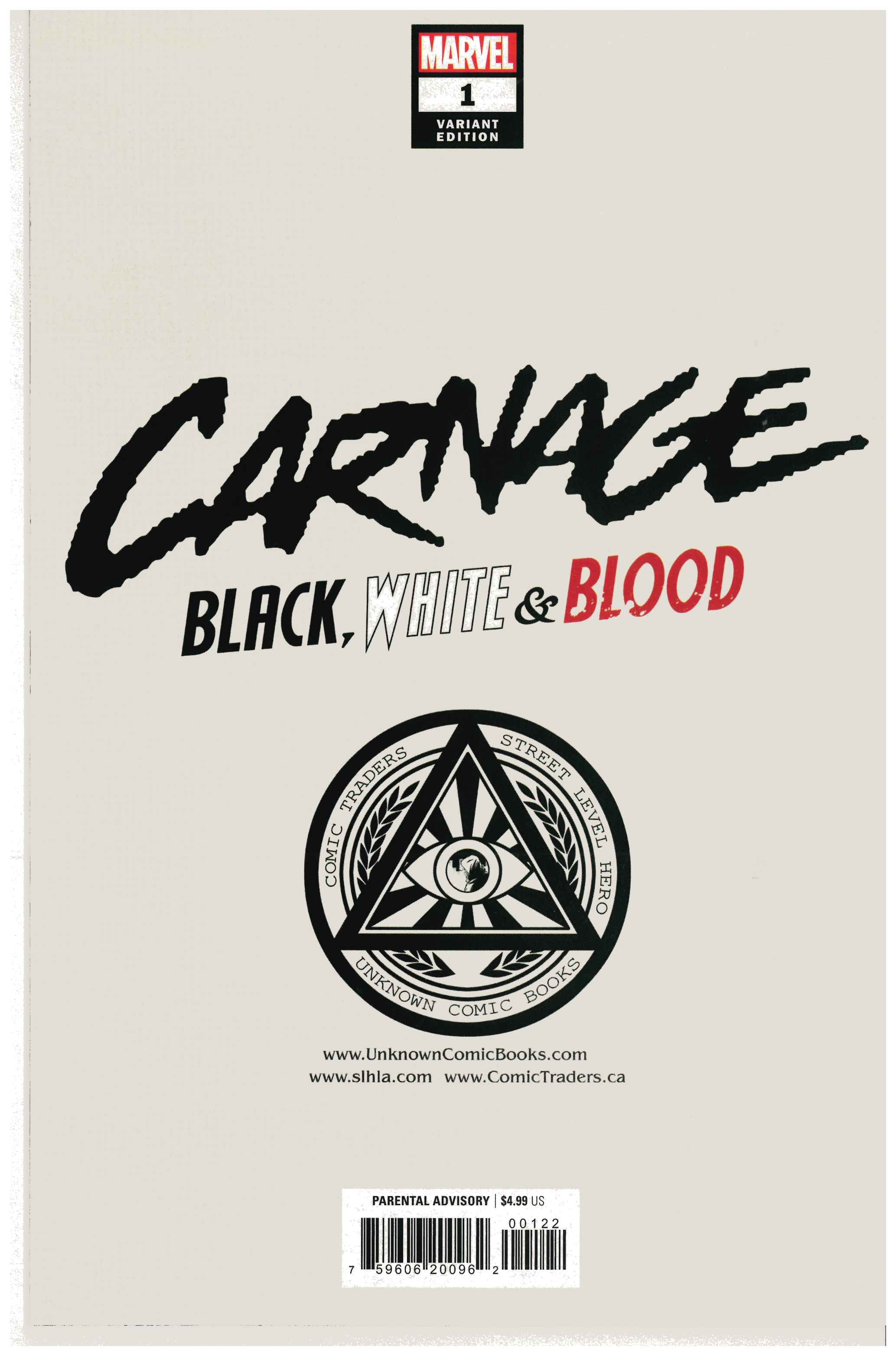 Carnage: Black, White & Blood #1 backside
