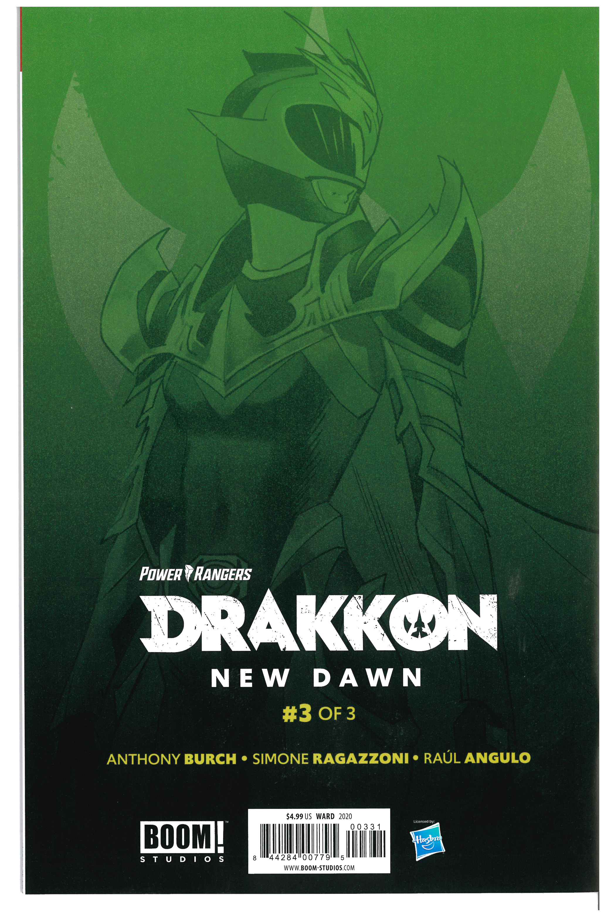 Power Rangers: Drakkon - New Dawn #3 backside