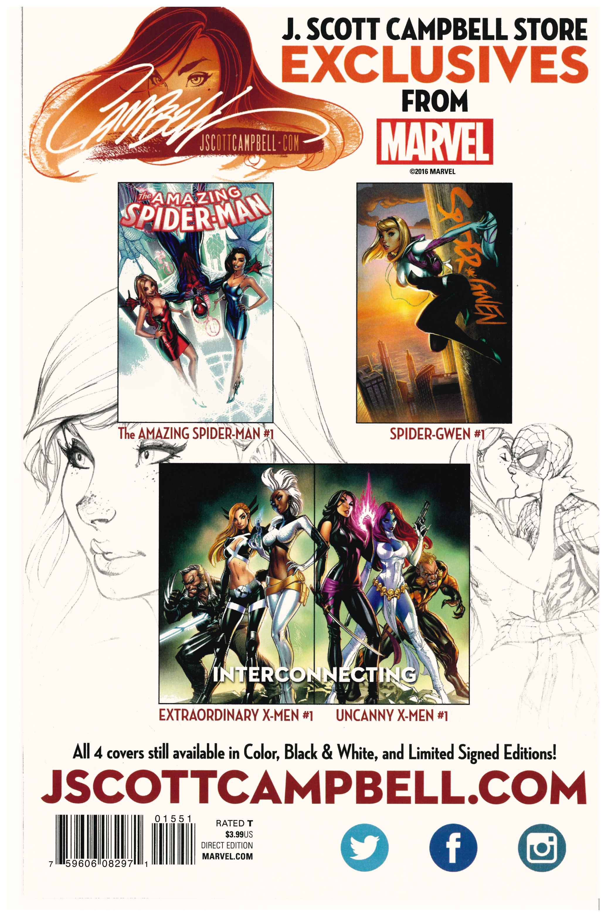 Amazing Spider-Man #15 | Signed by J. Scott Campbell backside