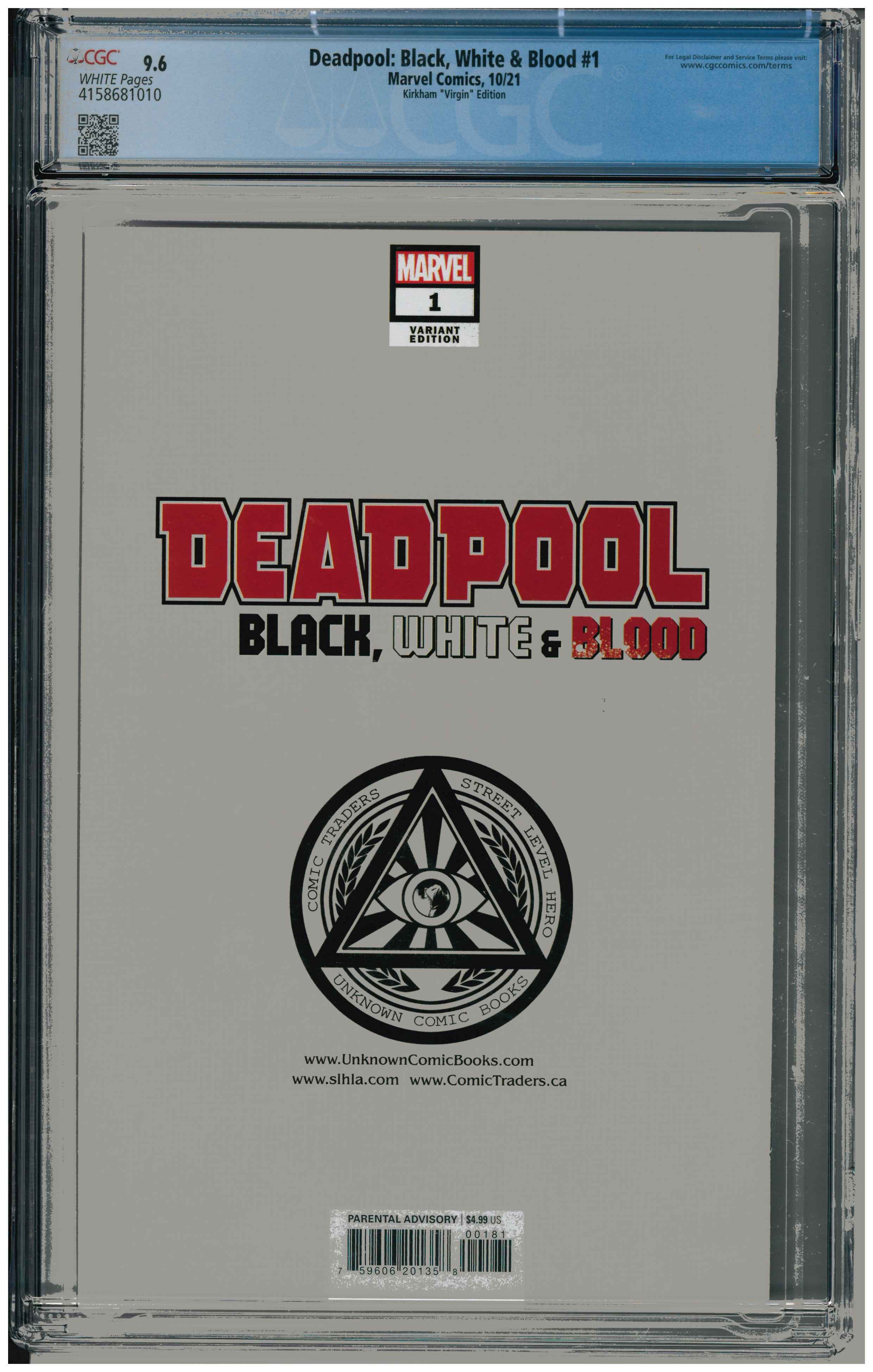 Deadpool: Black, White & Blood #1 backside
