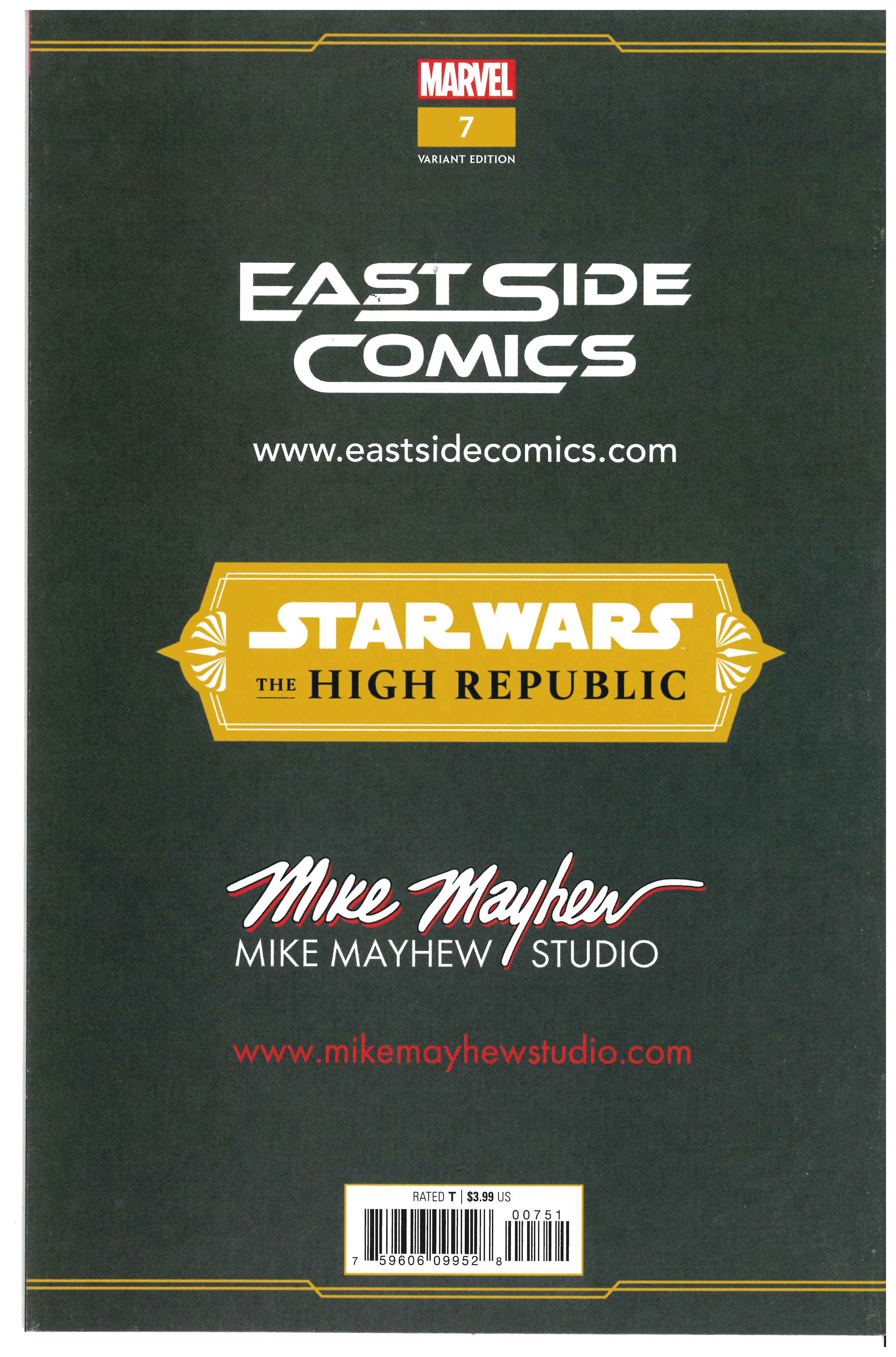 Star Wars: The High Republic #7 | Signed by Mike Mayhew backside