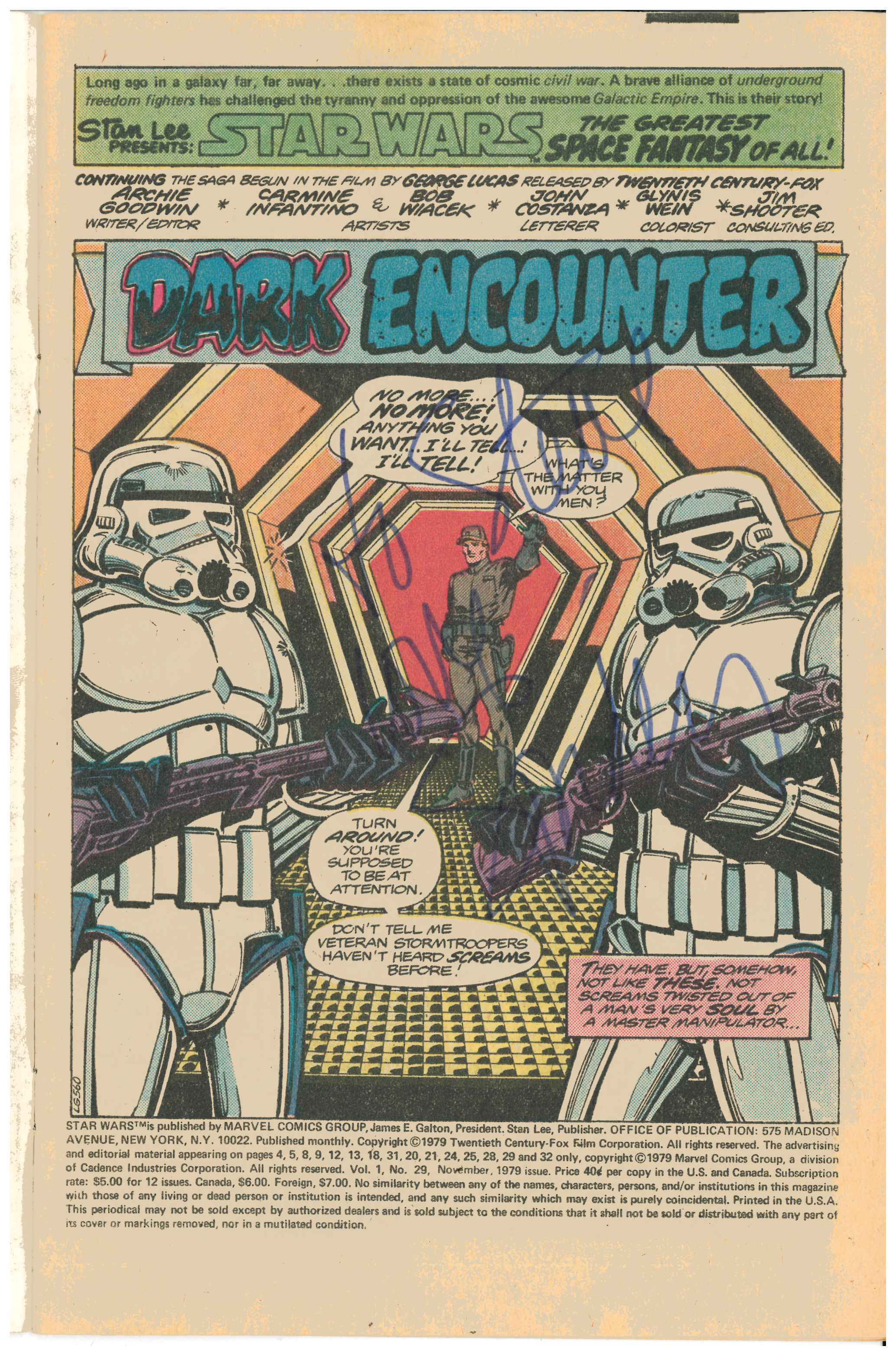 Star Wars #29 | Signed by Jim Shooter Signed Page